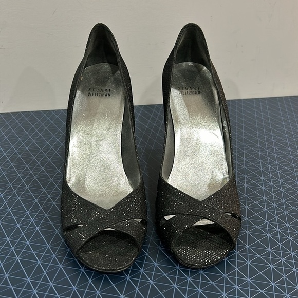 Stuart  Weitzman Shimmer Peep Toe Sparkle Heel - Picture 5 of 9